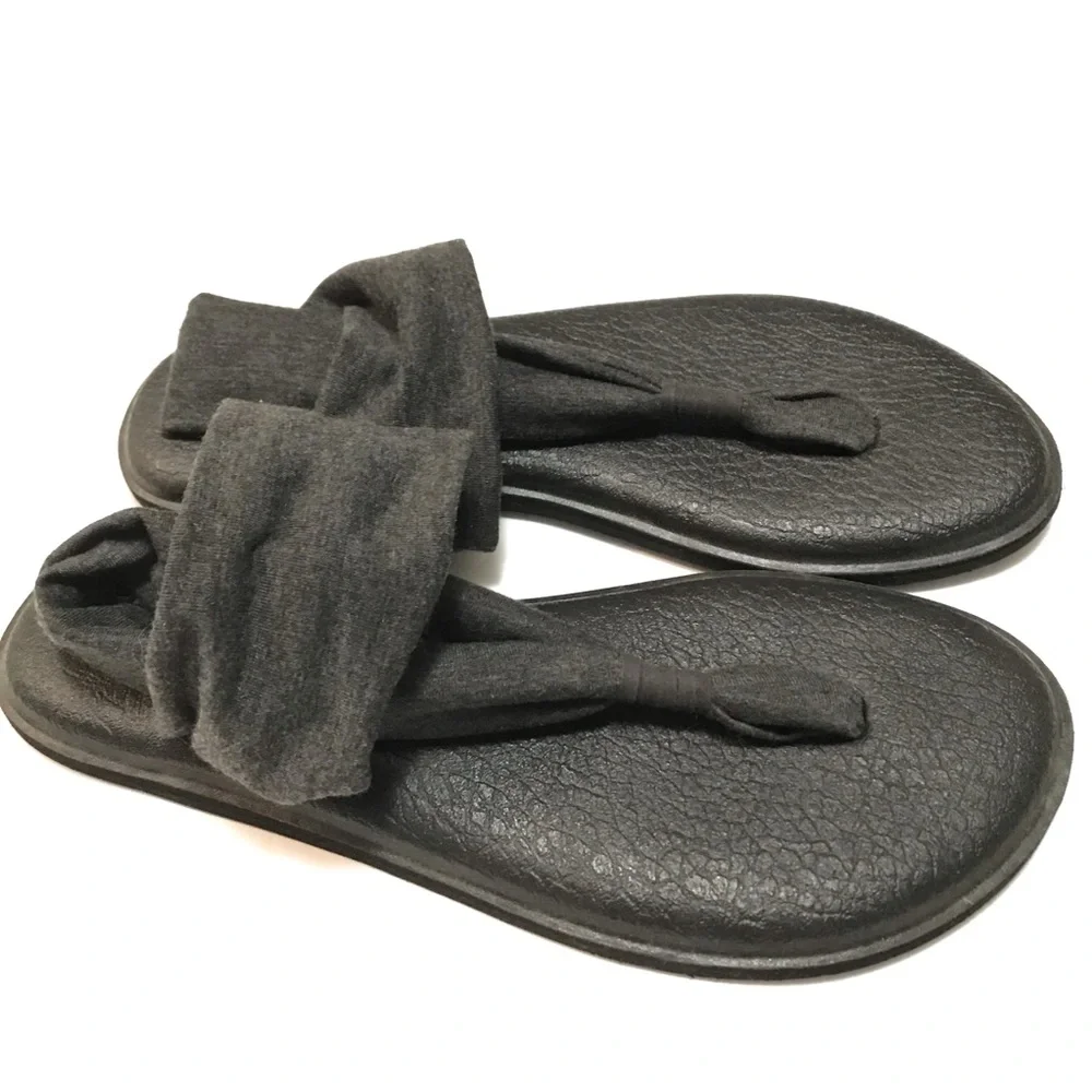 Sanuk Black & Charcoal Yoga Sling Sandals 8